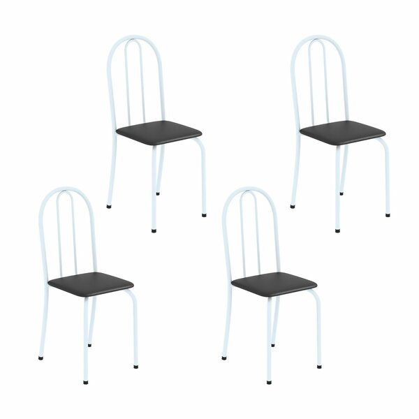 Kit 4 Cadeiras Tubular 89x37x42 Cm Ane B Preto/ Branco