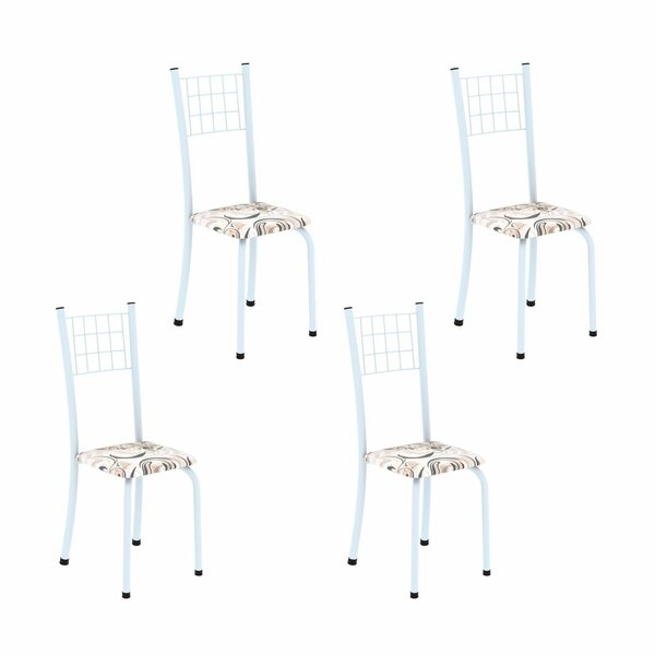 Kit 4 Cadeiras Tubular 95x37x40 Cm Dany Arabesco/ Branco