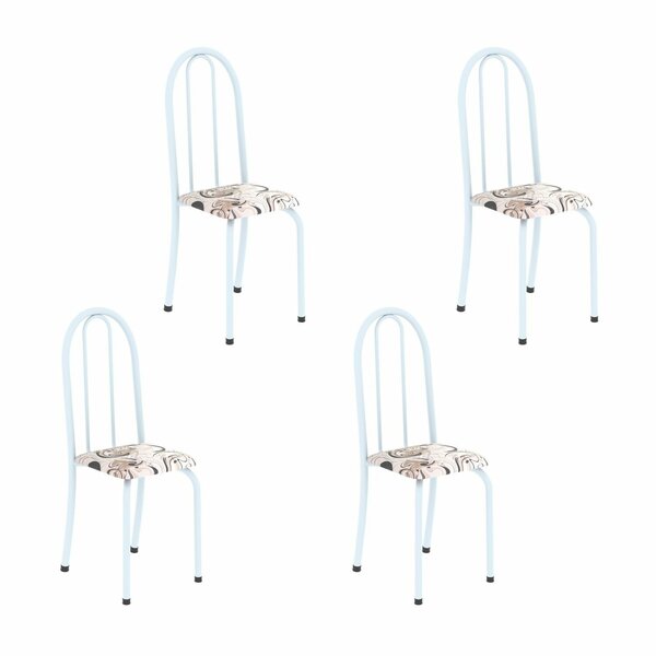 Kit 4 Cadeiras Tubular 96x36x41 Cm Iris B Arabesco/ Branco