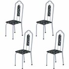 Kit 4 Cadeiras Tubular Bianca  Martelado Pérola/preto Floral