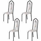 Kit 4 Cadeiras Tubular Bianca  Martelado Prata/botanic Bege