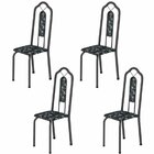 Kit 4 Cadeiras Tubular Bianca  Martelado Prata/preto Floral
