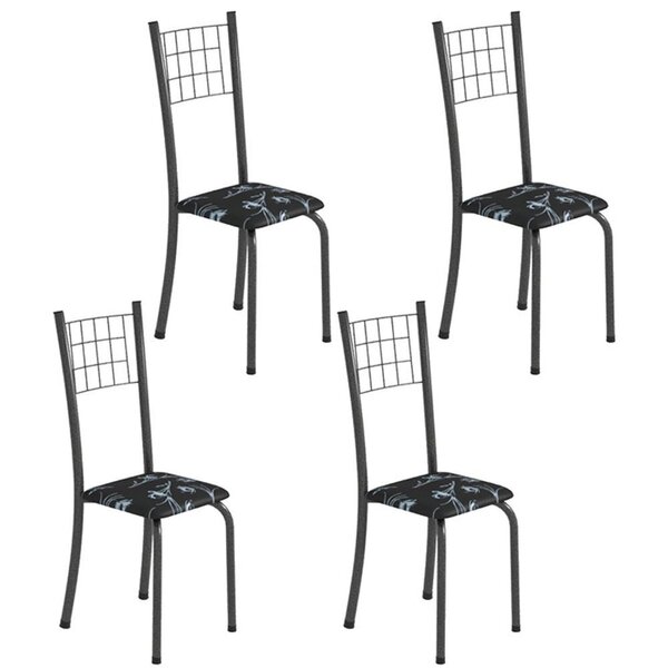 Kit 4 Cadeiras Tubular Dany 95x37x40 Cm Preto /mart Prata