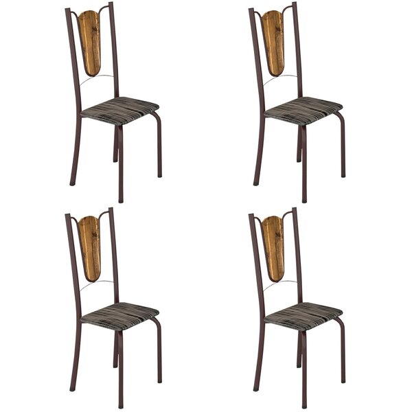Kit 4 Cadeiras Tubular Júlia  Cacau/riscas