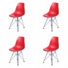Kit 4 Cadeiras Vermelho Base Cromada Dkr  Vermelho