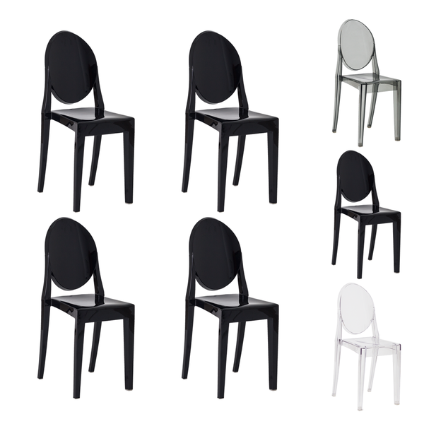 Kit 4 Cadeiras Victoria Ghost Preta