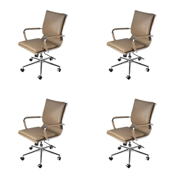 Kit 4 Cadeirsa Para Escritorio Diretor Italiano Estofada Em C