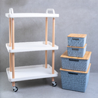 Kit 4 Caixa Organizadora Azul  Carrinho Multiuso Branco Oikos