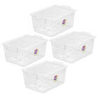 Kit 4 Caixa Organizadora Com Trava 7,5 L Cristal Ordene