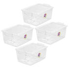 Kit 4 Caixa Organizadora Pequena Com Trava 4 Litros Cristal O