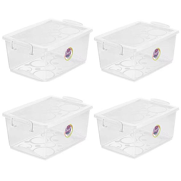 Kit 4 Caixas Organizadora 4l Com Travas E Alças Laterais Bel