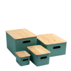 Kit 4 Caixas Organizadoras Multiuso Canelada Com Tampa De Bam