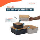 Kit 4 Caixas Organizadoras Tampa Bambu 2p/2m Branco/cinza Uni