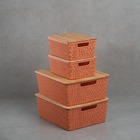 Kit 4 Caixas Organizadoras Tampa Bambu 2p/2m Terracota–oikos