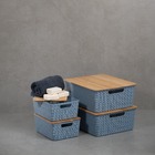 Kit 4 Caixas Organizadoras Tampa De Bambu 2p/2m Azul – Oikos