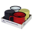 Kit 4 Caneca Esmaltada 90 Ml Xícara Café Chá Retrô