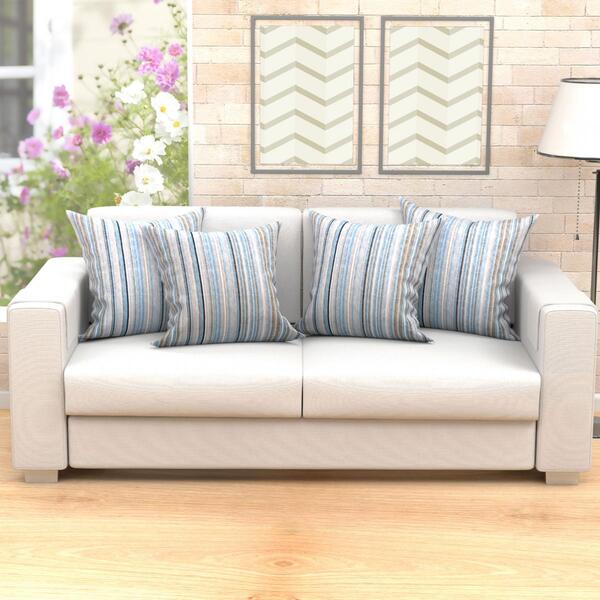 Kit 4 Capa Almofada Azul Listrada Fascínio Clássica Grande 60