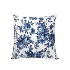 Kit 4 Capa De Almofada Belize Floral Lisa Azul Impermeável 45