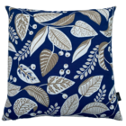 Kit 4 Capa De Almofada Belize Folhas Bege Fundo Azul Impermeá