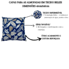 Kit 4 Capa De Almofada Belize Folhas Bege Fundo Azul Impermeá