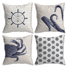 Kit 4 Capa De Almofada Nautica Caranguejo Polvo