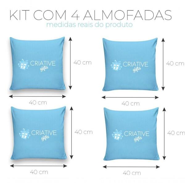Kit 4 Capa De Almofadas Decorativas 40x40cm Estampa Kombi