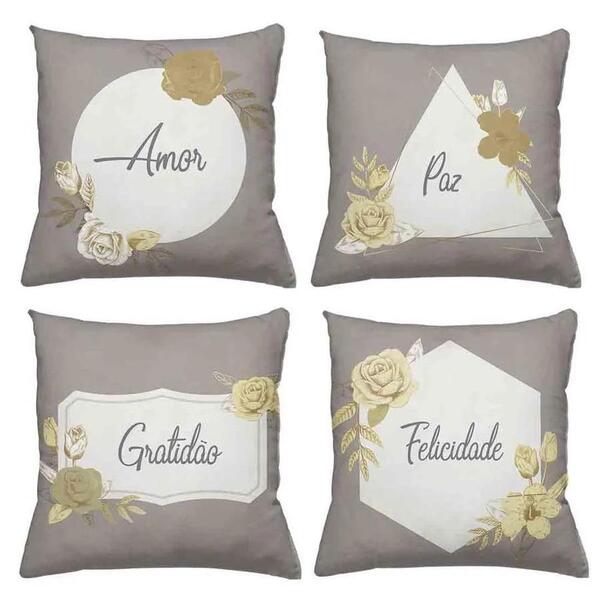 Kit 4 Capa De Almofadas Decorativas Personalizado 40x40cm Est