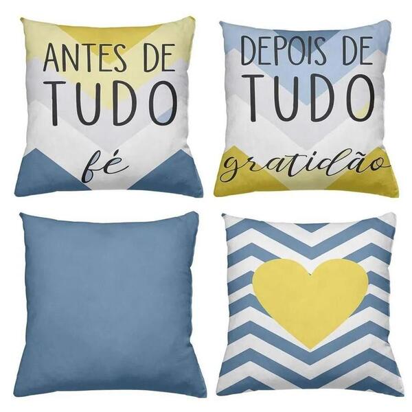 Kit 4 Capa De Almofadas Decorativas Personalizado 40x40cm Gra