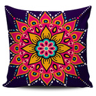 Kit 4 Capas Almofadas Decorativas Mandala Roxa E Azul 45x45cm