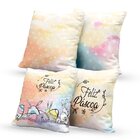 Kit 4 Capas Almofadas Decorativas Own Feliz Páscoa Colorida T