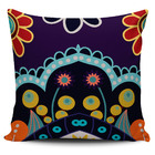 Kit 4 Capas Almofadas Estampa Floral Roxa E Mostarda 45x45cm