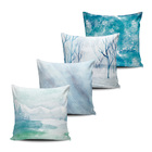 Kit 4 Capas Almofadas Pinturas Paisagens Neve 45x45cm