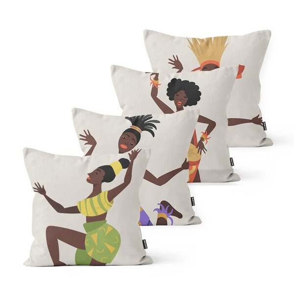 Kit 4 Capas De  Almofadas Decorativas Own  Africanas Poses -