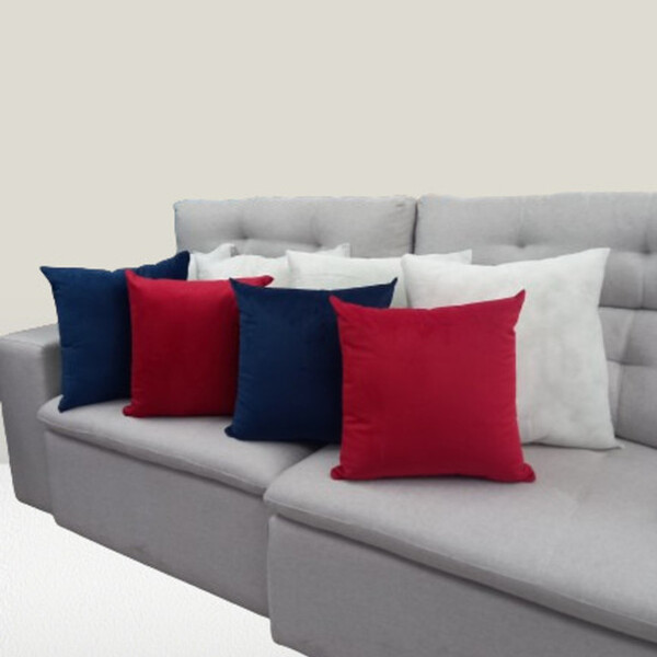 Kit 4 Capas De Almofada 45x45 + 4 Enchimentos  Azul/vermelho