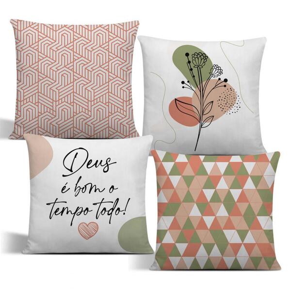 Kit 4 Capas De Almofada Digitais 45 Cm X 45 Cm - 27