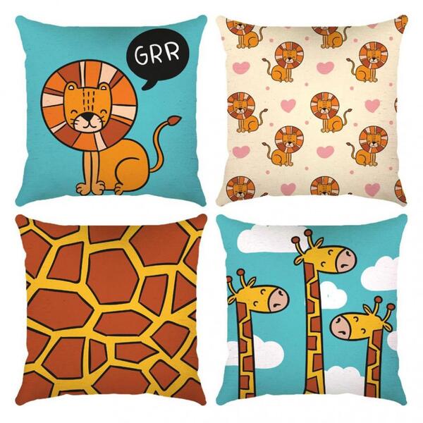 Kit 4 Capas De Almofada Digitais 45 Cm X 45 Cm - 40