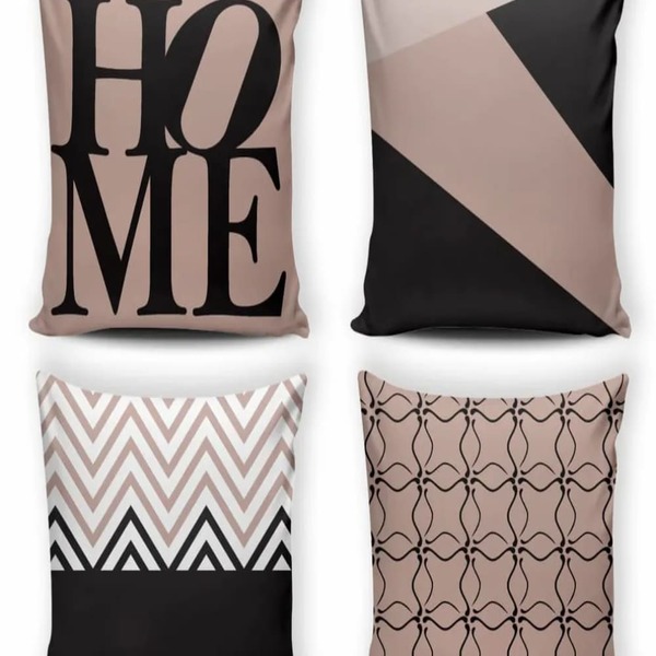 Kit 4 Capas De Almofada Estampada + Enchimento - 24