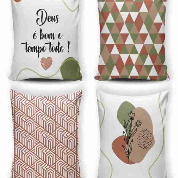 Kit 4 Capas De Almofada Estampada + Enchimento - 53
