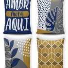 Kit 4 Capas De Almofada Estampada + Enchimento - 56