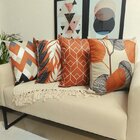 Kit 4 Capas De Almofada Folhagem Geométrica Terracota