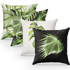 Kit 4 Capas De Almofada Folhagem Preto E Branco 45x45cm Suede