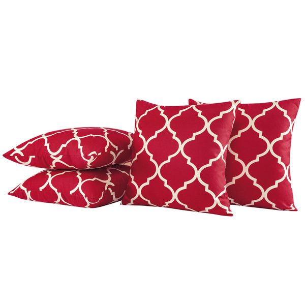 Kit 4 Capas De Almofada Hera Micropercal 300 Fios - Vermelho