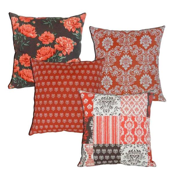 Kit 4 Capas De Almofada Moscou Em Tons Quentes E Preto