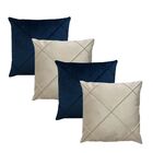 Kit 4 Capas De Almofada Veludo Drapeada Quadrada Azul Marinho