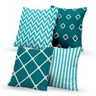 Kit 4 Capas De Almofadas Decorativas Geométricas Verde - 45x4