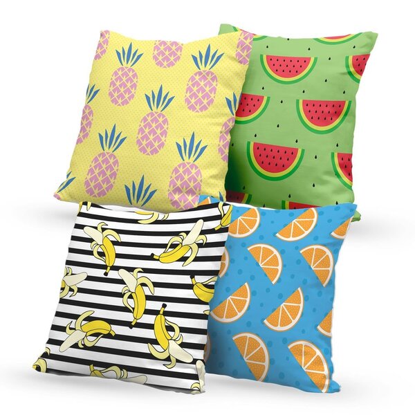 Kit 4 Capas De Almofadas Decorativas Own Abacaxi Melancia Ban