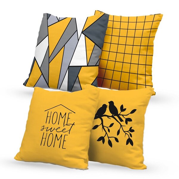 Kit 4 Capas De Almofadas Decorativas Own Amarela Home Sweet H