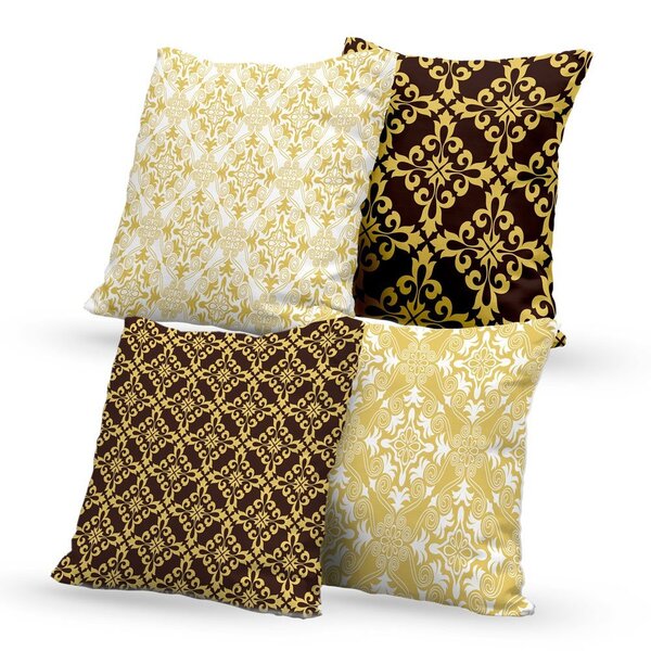 Kit 4 Capas De Almofadas Decorativas Own Arabescos Dourado -