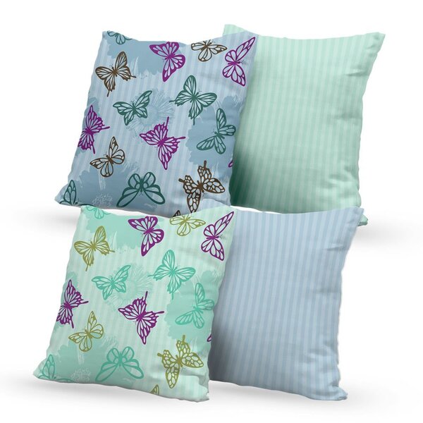 Kit 4 Capas De Almofadas Decorativas Own Borboletas - 45x45 Cm