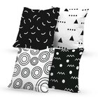 Kit 4 Capas De Almofadas Decorativas Own Branco E Preto Symbo